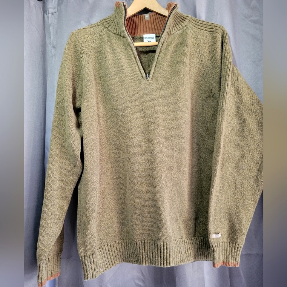 Columbia Men's Olive Green Heavyweight Sweater Size XL 100% Cotton